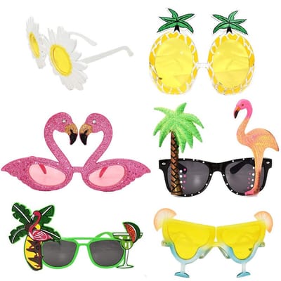 Dailygoods- Zonnebrillen - 6 Paar Feestzonnebrillen - Tropische Stijl - Grappige Zonnebrillen - Nieuwigheid Zonnebrillen - Hoogwaardig Kunststof