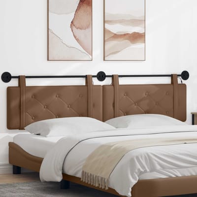 vidaXL - Hangend - hoofdbord - Met - LED-verlichting - Cappuccino - Kunstleer