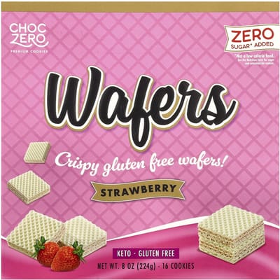 ChocZero, Premium Koekjes, Wafels, Aardbeiensmaak, 16 Koekjes, 8 oz (224 gr)