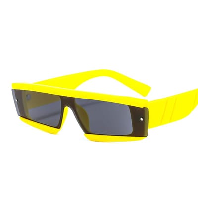 Kleine Rechthoekige Zonnebril Mannen Vrouwen Luxe Merk Vierkante Zonnebril Vintage Retro UV400 Reis Zonnebrillen black yellow