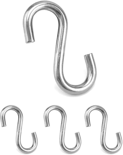 Virtubuy - Heavy Duty S Haak - Zeer sterk en duurzaam - 82mm formaat - Geschikt voor buitengebruik - Tot 100 kg - 4 stuks