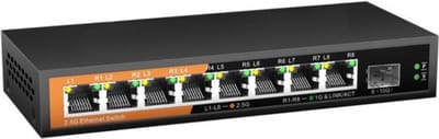 Thuys - Internet Splitter - Netwerk Switch - Ethernet - 8 Ports - 10000 Mbps - Zwart - 18cm x 8cm x 3cm