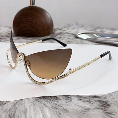 Y2K Vintage Randloos Kattenoog Zonnebril Dames Luxe Designer Punk Diamant Vlinder Tinten UV400