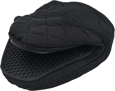 Daity Geïsoleerde siliconen handschoenen - Verdikte anti-verbrandingshandschoenen voor thuis - Hittebestendige antislip ovenwanten - met siliconen keukenhandschoenen - BBQ-koken (1 stuk zwart)