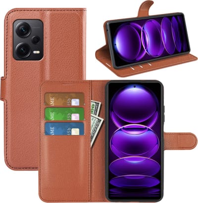 MobyDefend Hoesje - Geschikt voor Xiaomi Redmi Note 12 Pro Plus 5G - Kunstleren Wallet Book Case (Sluiting Voorkant) - Bruin
