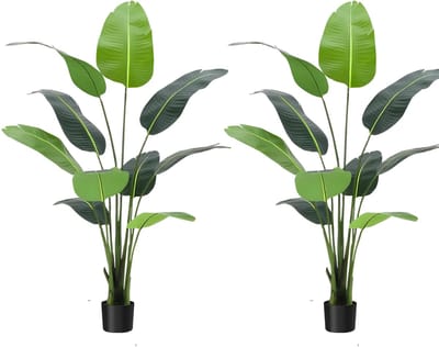 Kunstmatige Paradijsvogel Boom - Voor Thuis, Binnen, Buiten & Kantoor - Tropische Faux Bananenblad Plant - 2 Stuks, 120 cm, In Pot