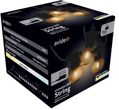 Avide Lichtsnoer 5 Meter - Buiten en Binnen - 6W - 220-240V - 10 Warm Matte Lichtbollen - Verlengbaar - Warm Wit Licht