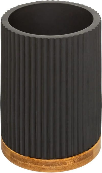 5Five Badkamer set - Toiletborstel houder - zwart - 40 cm - met zeeppompje van 270 ml - polyresin