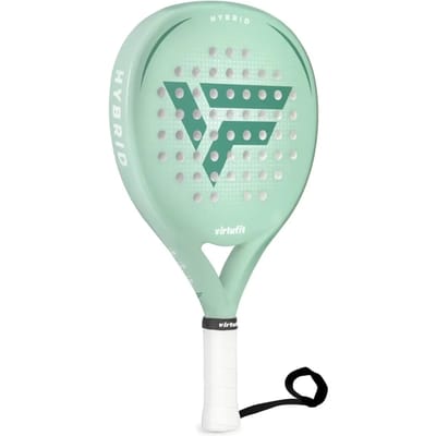 VirtuFit Hybrid Padel Racket - Mint Groen - Druppelvormig Blad - 365 gram - EVA Soft Kern - Carbon Fiber - Met Polskoord - Voor Gemiddelde Spelers