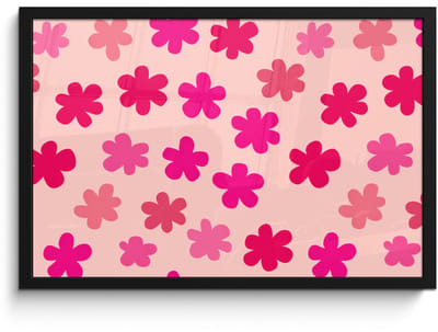 Poster in lijst - Fotolijst 60x40 cm - Posters - Bloemen - Patroon - Roze - Posterlijst zwart - Decoratie - Wanddecoratie woonkamer - Muurdecoratie slaapkamer