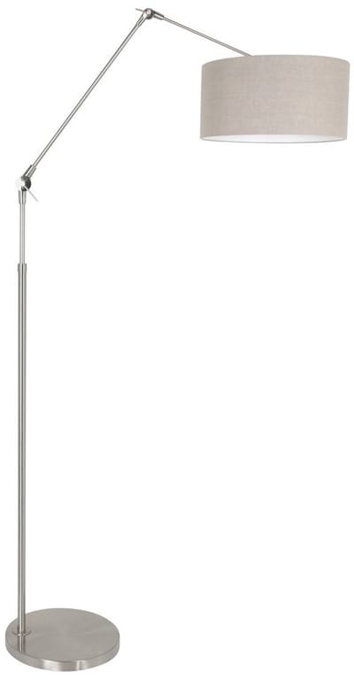 Vloerlamp Staalkleurig met Grijs Linnen Kap - Modern Design - Prestige Chic 8101ST - Steinhauer