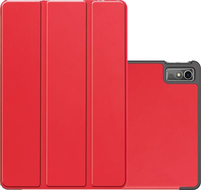 Hoes - Geschikt voor Lenovo Tab M10 5G - Dun & Stevig - Trifold Bookcase - Hard Cover - Hardcover Book Case - Tablet Hoesje - Rood