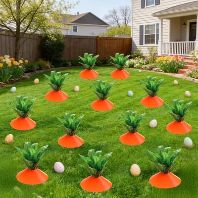 Paaswortel Tuinsteker - Paasdecoratie Tuin - Feestelijke Tuindecoratie - Natuurlijk Varenblad - 10x15cm - Groen