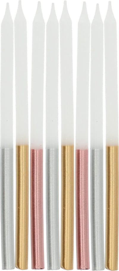 Folat - Kaarsjes glamour metallic 10 cm (24 stuks)