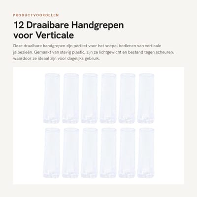 Dailygoods- Handgrepen Draaibaar 12 Stuks - Jaloezieën - Gordijnroede-accessoires - Stevig Plastic - Lichtgewicht - Transparant - Jaloeziehandvat