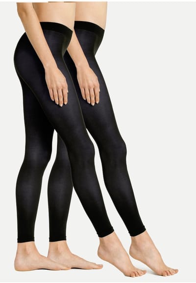 s.Oliver Legging dames, panty 80 DEN, ondoorzichtig, 2-pack, zwarte legging, fijne panty, gerecycled polyamide, katoenen kruisje, zachte teennaad, comfort, allrounder, elegant