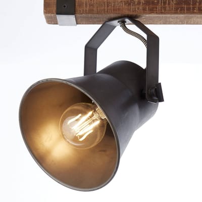 Brilliant Plafondspot Plow, zwart/hout donker