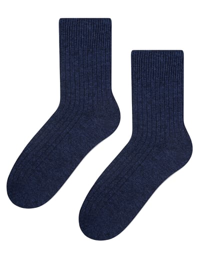 Steven - 3 Paar Multipack Dames Wol Gebreide Sokken | Warme Kousen Jurk Sokken - Marineblauw