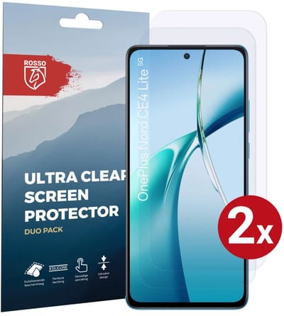 Rosso Screen Protector Geschikt voor OnePlus Nord CE 4 Lite | Ultra Clear Duo Pack | TPU Folie | Case Friendly Beschermfolie | 2 Stuks