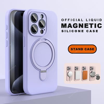 Magnetische Ringhouder Vloeibare Siliconen Stand Telefoonhoesje Voor iPhone 15 14 16 Plus 11 12 13 16 Pro Max Magsafe Beschermer Zachte Hoes For iPhone 15Pro Max