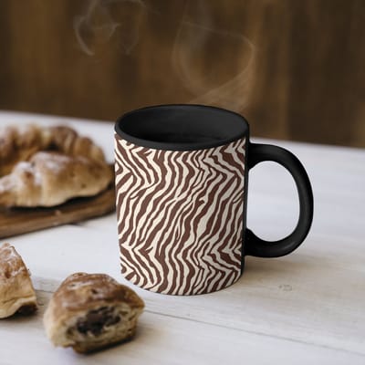 Magische Mok - Foto op Warmte Mokken - Koffiemok - Zebra - Patroon - Zwart - Wit - Magic Mok - Beker - 350 ML - Theemok