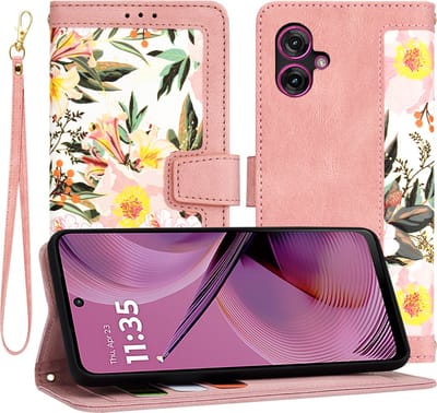 Hoesje geschikt voor Motorola Moto G55 - Techsuit FlipCraft Book Wallet Case met koord - Sweetheart Pink