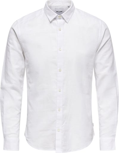 Only & Sons Overhemd Onscaiden Ls Solid Linen Shirt Noos 22012321 White Mannen Maat - XS
