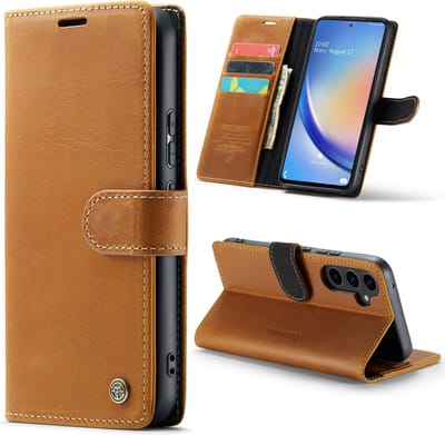 Casemania Echt Leren Hoesje Geschikt voor Samsung Galaxy A54 5G - Sienna Brown - Leer Wallet Hoes - Portemonnee Book Cover met Pasjeshouder