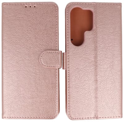 Hoesje Geschikt voor Samsung Galaxy S25 Ultra - Book Case Telefoonhoesje - Kaarthouder Portemonnee Hoesje - Wallet Case - Roze Goud
