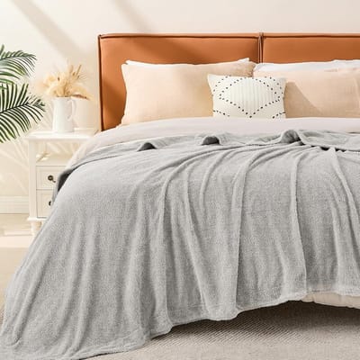 Luxe Dubbellaagse Pluizige Plaid - Zacht Katoen & Fleece Deken - Ademend Grijs 200x230 cm