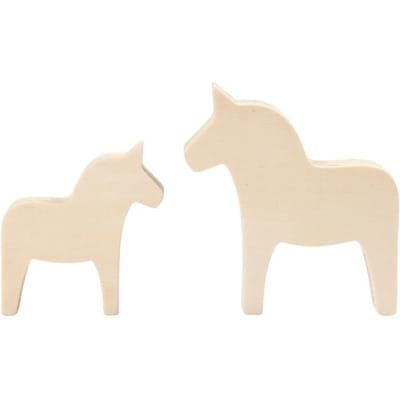 Creotime Paard 10 X 9,5 Cm Hout Naturel 2 Stuks