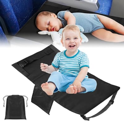 Voetsteun Vliegtuig - Kinder Zitverlenging - Comfortabel Reizen - Geruisloos te Installeren - 80 x 45 cm - Zwart