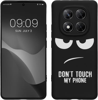 kwmobile telefoonhoesje geschikt voor Xiaomi Redmi Note 14 Pro 5G / Poco X7 - Hoesje voor smartphone in wit / zwart - Backcover van TPU - Don't Touch My Phone design
