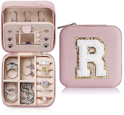 Klein sieradendoosje voor meisjes - Reis- en juwelendoosje - Sieradenorganizer met A-Z letters - Roze