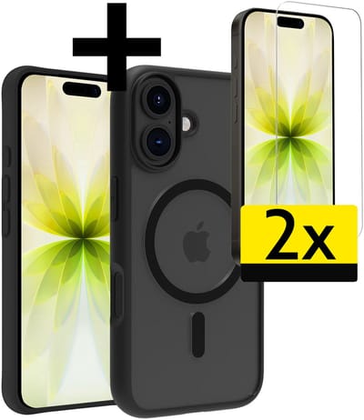 Hoesje - Met Screenprotector - Geschikt voor Apple iPhone 17 - Magsafe Compatible - Sterk & Shockproof - Back Cover - Shock Proof Case - Telefoon Hoes - Telefoonhoesjes - Zwart