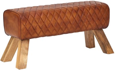 Springbok Gymnastiekbank - Modern - Leren Kruk - Bruin - Handgemaakt - Duurzaam - Antislipknoppen