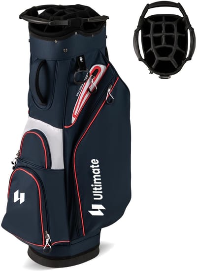 COSTWAY Golftas, lichte golftas met onderverdeling en draagriem, waterafstotende golftas met regenhoes, draagbare golftas voor heren en dames