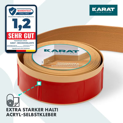 FLOORDIREKT Oslo Plint - Op maat Gezaagd & Zelfklevend - Stevig - Acryl - Licht-Beuken - 15 m