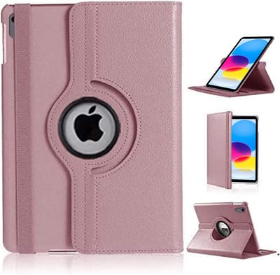 Hoes geschikt voor iPad A16 hoes 11th Generation 11 Inch 2025 Rose Goud / iPad 2022 (10.9) 10e generatie draaibare bookcase 360° Case