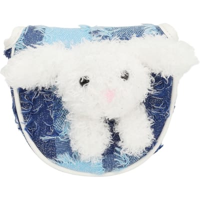 Housse de Putter de Golf Mignonne Magnétique Protectrice Épaisse Peluche Pompons Design Lapin Décoration Blue white