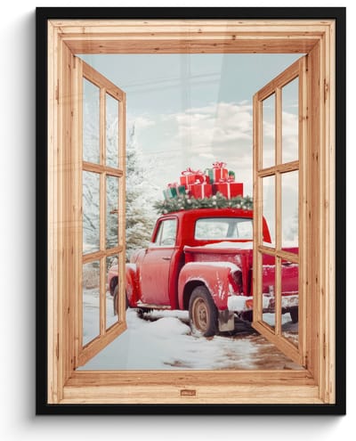 Poster in lijst - Fotolijst 50x70 cm - Posters - Doorkijk - Auto - Kerst - Cadeaus - Winter - Landschap - Posterlijst zwart - Decoratie - Wanddecoratie woonkamer - Muurdecoratie slaapkamer - Kerstversiering - Kerstdecoratie voor binnen - Kerstmis
