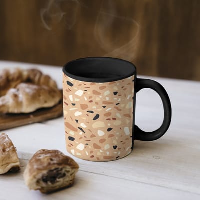 Magische Mok - Foto op Warmte Mokken - Koffiemok - Terrazzo - Patroon - Kleurrijk - Oranje - Magic Mok - Beker - 350 ML - Theemok