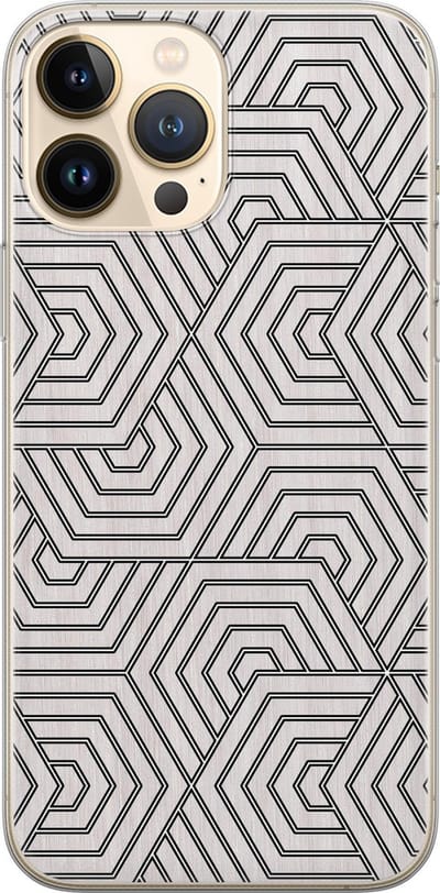 Leuke Telefoonhoesjes - Hoesje geschikt voor iPhone 13 Pro Max - Geometrisch - Soft case - TPU - Print / Illustratie - Grijs