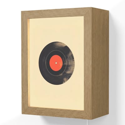 Wandlamp 15x20 cm - Oplaadbaar - Illustratie - Vinylplaat - Beige - Vintage - Wandlampen binnen woonkamer - Slaapkamer lamp met kabel - Decoratieve nachtlamp - Vloerlamp snoer