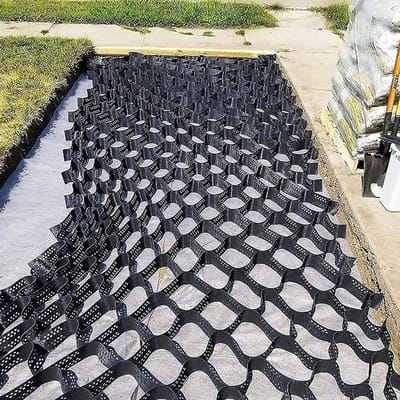 Grindgrind oprit, grindgrind, tuingrind van gebroken steen, grindgrind bestratingssysteem van 5 cm diep, uitbreidbaar honingraatrooster met gaten voor regenwaterafvoer (5 x 7 m)