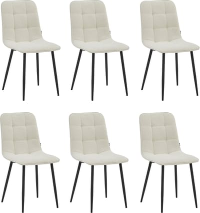 Colenis - Ela Eetkamerstoel - Set Van 6 - Wit - Bouclé - Design