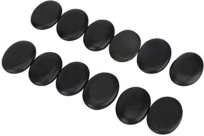 Dailygoods- Massage Stenen Set - 12 Stuks Basalt - Ergonomisch Ontwerp - Voor Lichaamsmassage - Verwarmbaar in Magnetron - Maximaal Warmteopslag - Hotstone