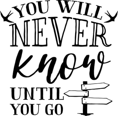 Muurtekst muursticker Never know until you go