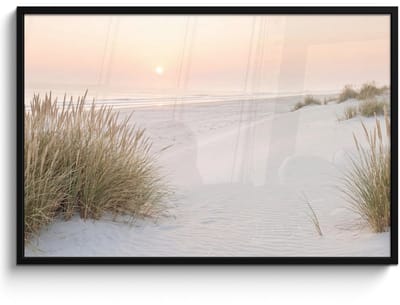 Poster in lijst - Fotolijst 120x80 cm - Posters - Horizon - Duinlandschap - Zand - Posterlijst zwart - Decoratie - Wanddecoratie woonkamer - Muurdecoratie slaapkamer