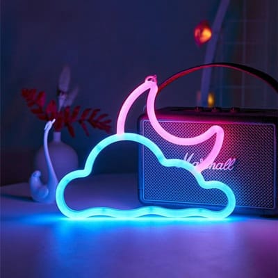 Daity 1 Pack - LED-neonlamp, decoratieve neonlamp, nachtlamp, neonlamp op batterijen/USB, wandlamp voor de slaapkamer, nachtlampje voor kinderen